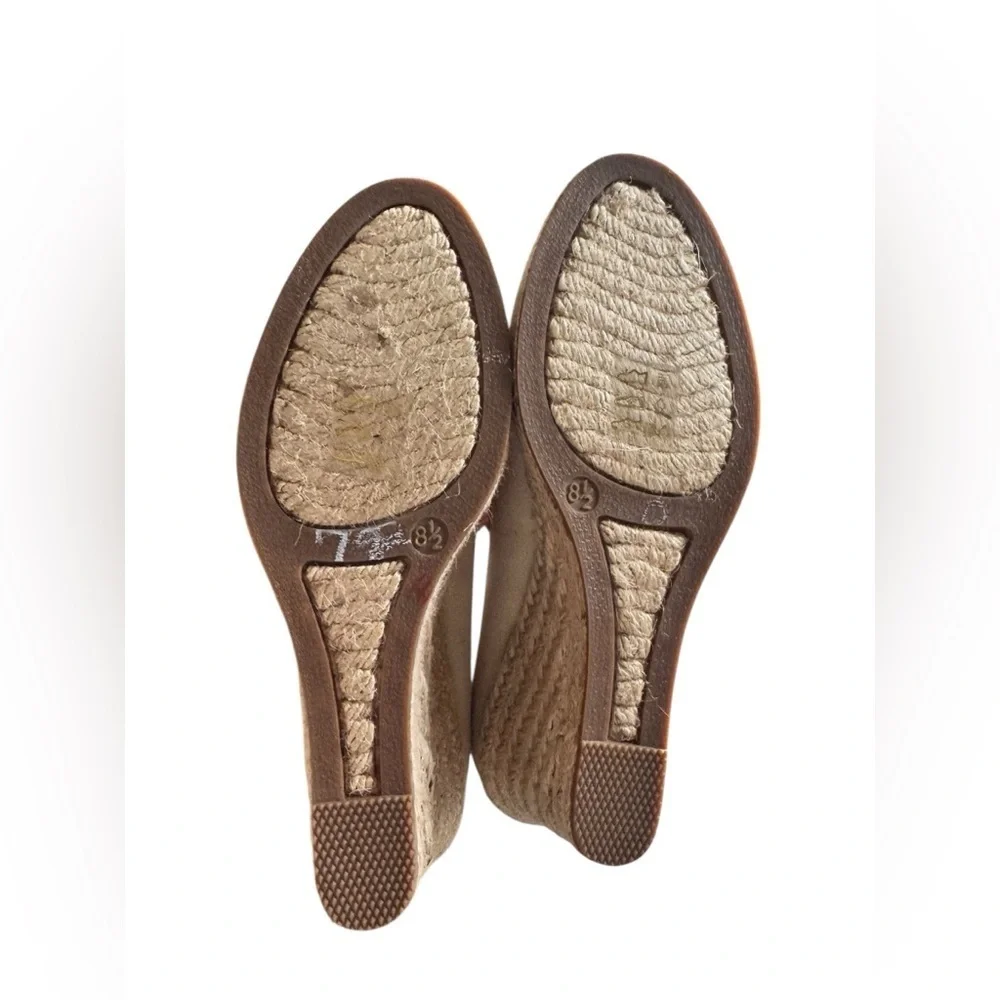 J. Crew Canvas Espadrille Wedge Heels Womens Sz 8.5 Beige Slip On Casual